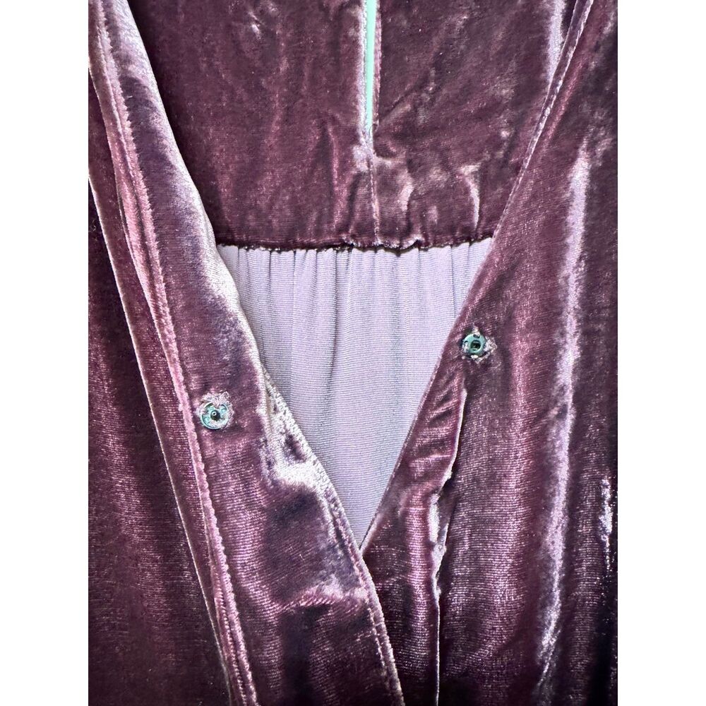 SUNDANCE Aviana Velvet Jumpsuit, Silk Blend, Deep Burgundy, Sz M - Picture 8 of 16